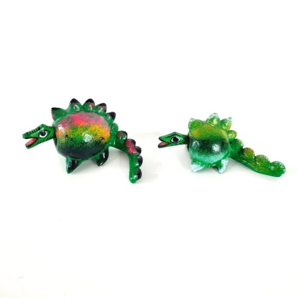 Vintage TONALA Mexico Small Animal Bobble Head Creatures Dragons Set of 2 - Picture 1 of 5